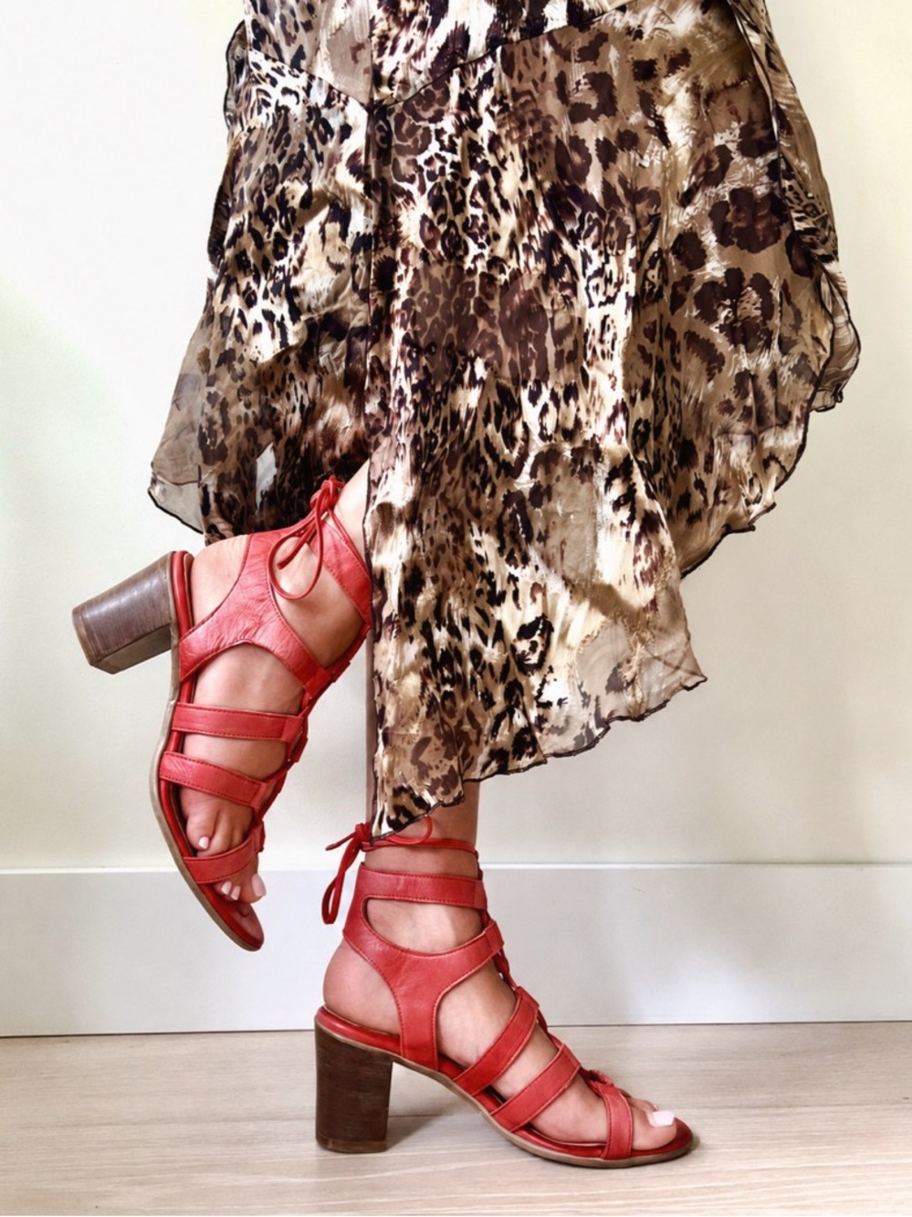 2008 Vintage Bueno | Soft Italian Leather Lace-Up Heeled Sandals